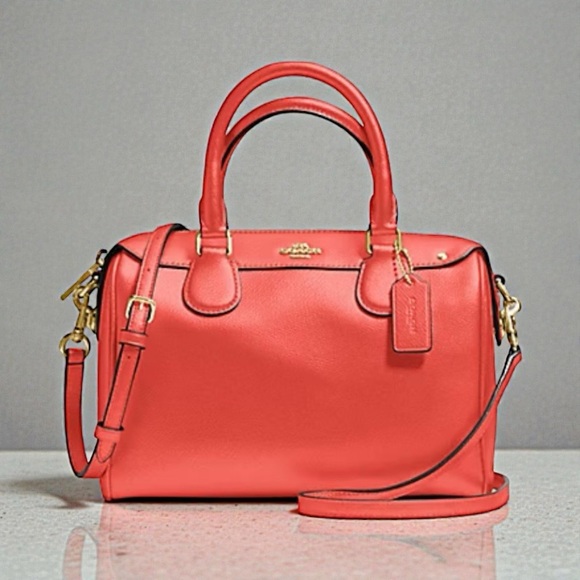 Coach Crossgrain Bennett Satchel in Watermelon with Floral Scarf - Picture 3 of 12